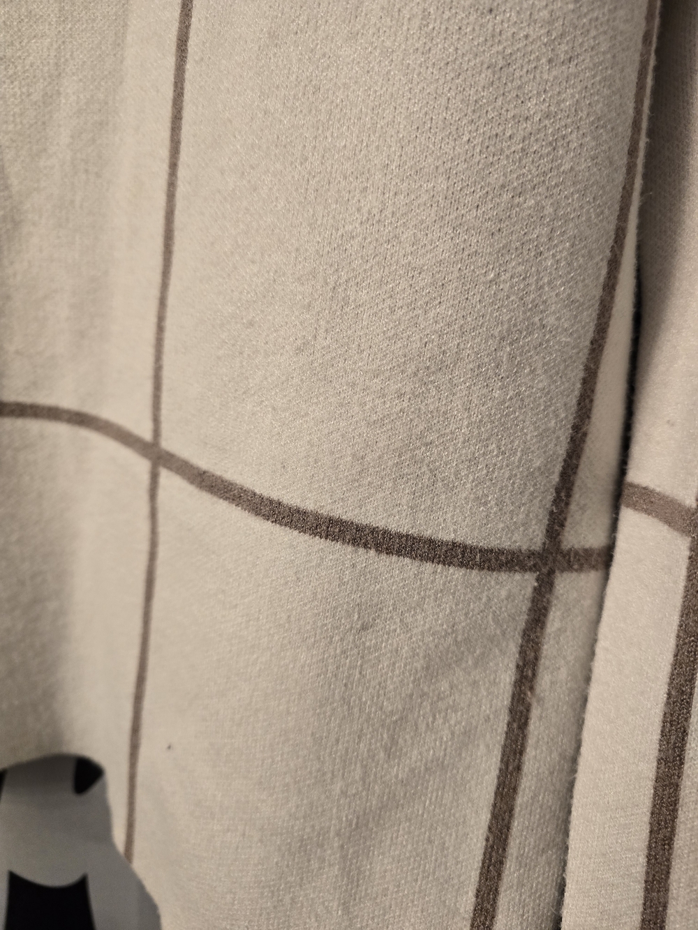 Cynthia Rowley Cream & Brown Windowpane Mock Neck Sweater - Picture 2 of 4
